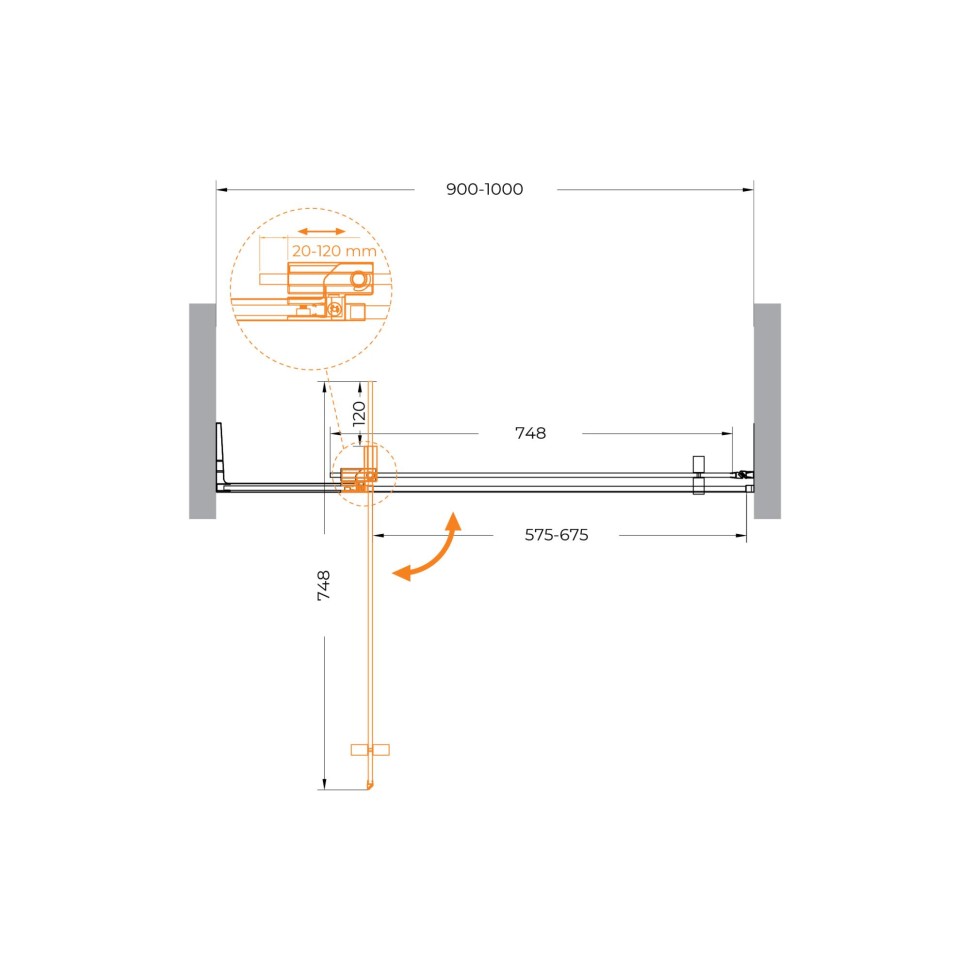 Душевая дверь в нишу CEZARES SLIDER-B-1-90/100-C-BORO