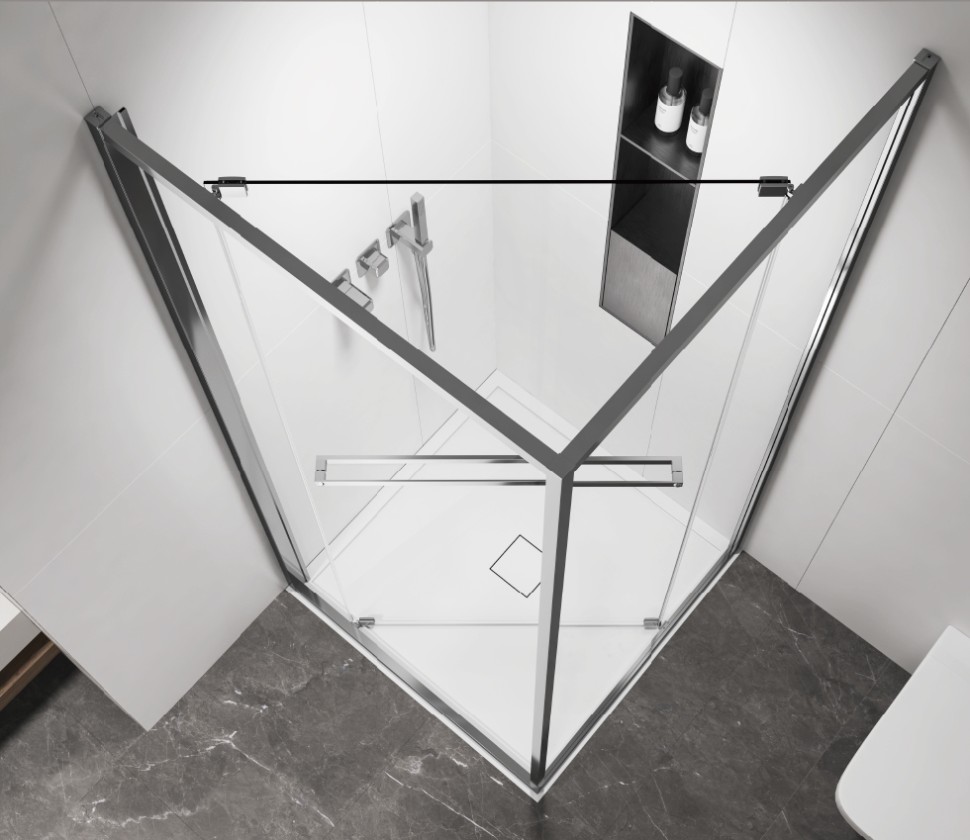 Душевой уголок Tesi VSRW-7TS9090CL, 900*900, хром, стекло прозрачное