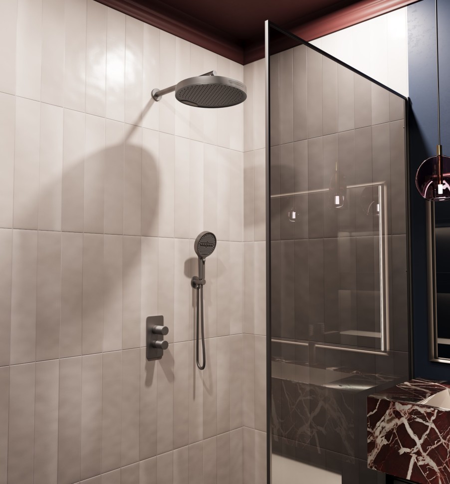 Душевой комплект Domus VSFW-5DM0GM встраиваемый, 2 режима, вороненая сталь