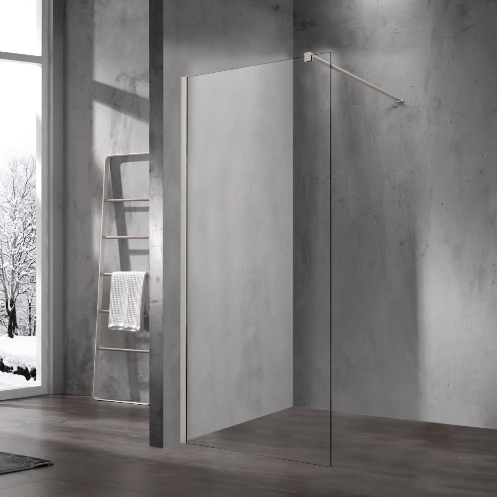 Душевая перегородка Walk-In VSW-1H120CLBN, 1200*2000, брашированный никель, стекло прозрачное