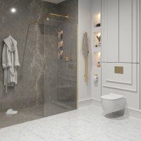 Душевая перегородка Niagara Nova NG-643-10GOLD (100х195) золото,стекло прозрачное,1 место