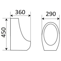 Писсуар подвесной , кнопочный слив в пол. CeramaLux Х545S