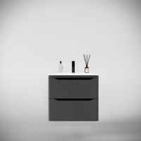 Тумба подвесная STYLE LINE "Марелла 60" (2 ящ.) Люкс антискрейтч серый, PLUS с раковиной Марелла Люкс 600х400