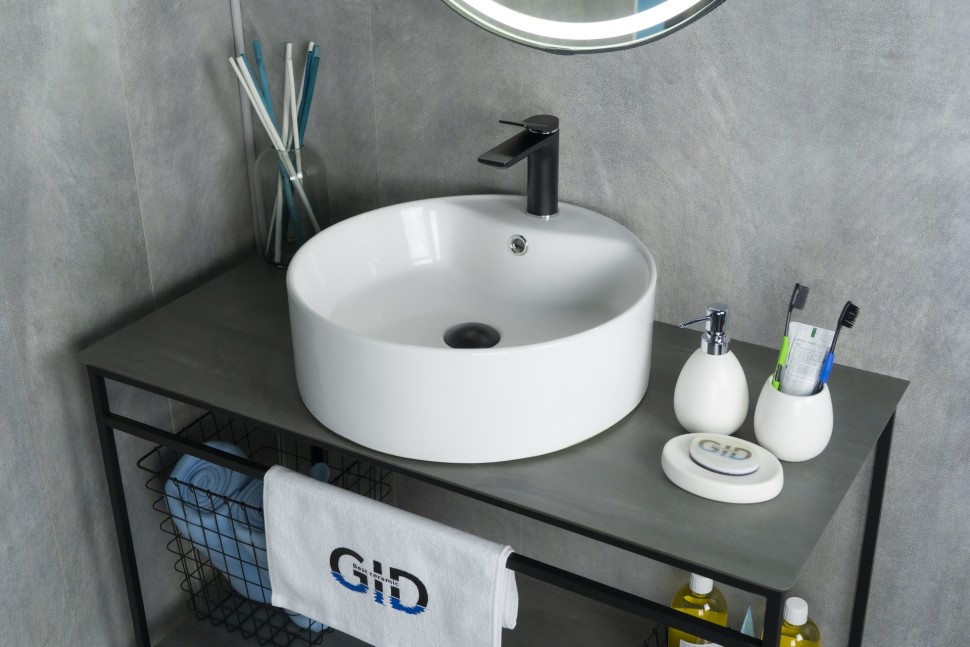 Раковина Gid N9008b 51104 накладная белая 46x46x16