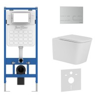 Комплект 3в1 IBERICA BLANCA инсталляция SILENCIO, унитаз TOLEDO ALTO белый, кнопка смыва INOX-S хром матовый (IB001.TLA.231.1601)