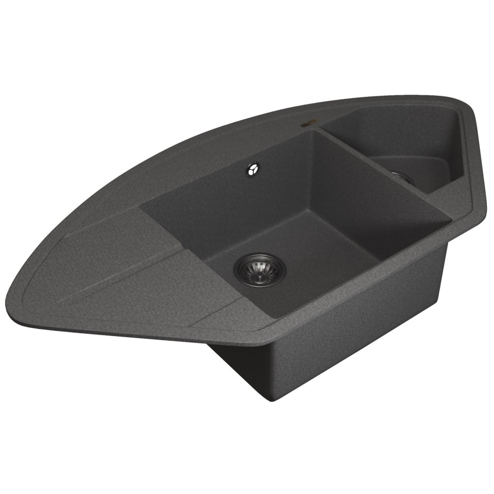 Кухонная мойка кварцевая Uperwood Quartz Premium UPD-06-03, угловая двухсекционная, серая