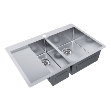 Мойка нерж. сталь KRONER 78/2SF, PM227851-BSR, брашированная нерж. сталь, правая, 780х510мм, Paulmark