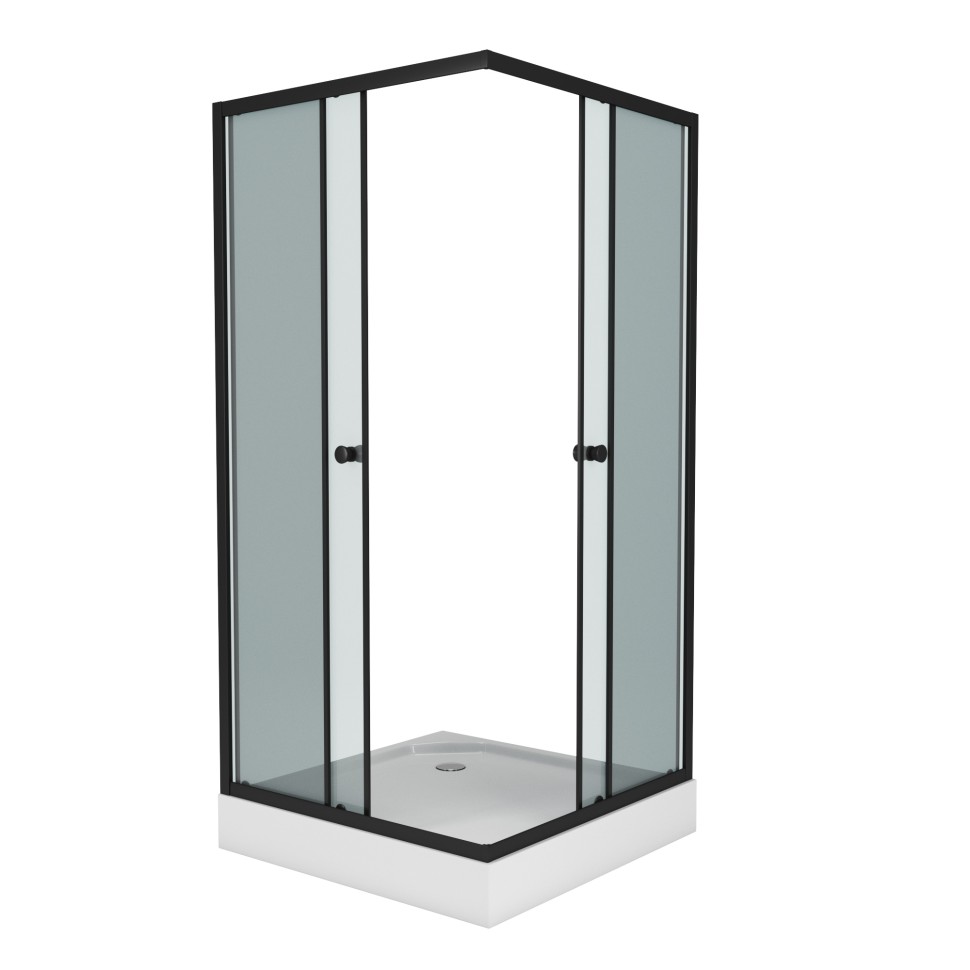 Душевой уголок Niagara Eco NG-008-14QT (80х80х195) низкий поддон(13см),черный,стекло тонированное,2 места