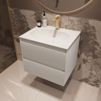 База под раковину Welle 600 подвесная, 2 выкатных ящика soft-close, M.White