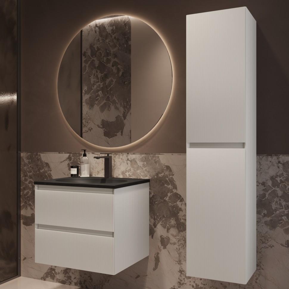 База под раковину Welle 600 подвесная, 2 выкатных ящика soft-close, M.White