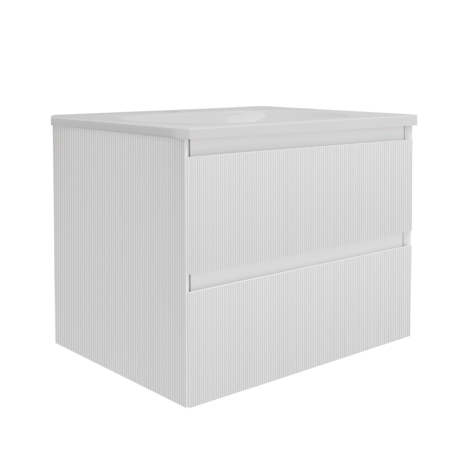 База под раковину Welle 600 подвесная, 2 выкатных ящика soft-close, M.White