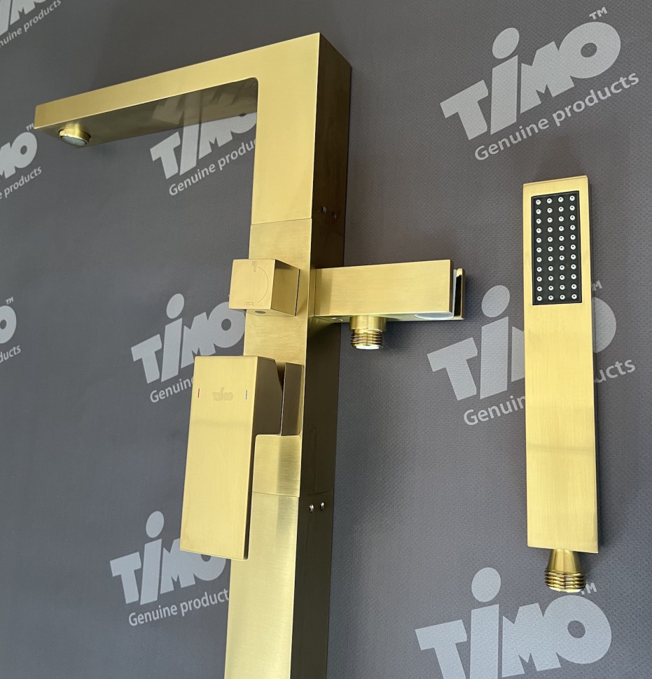 Смеситель напольный для ванны с душем Timo Selene 2210/17Y-CR золото матовое