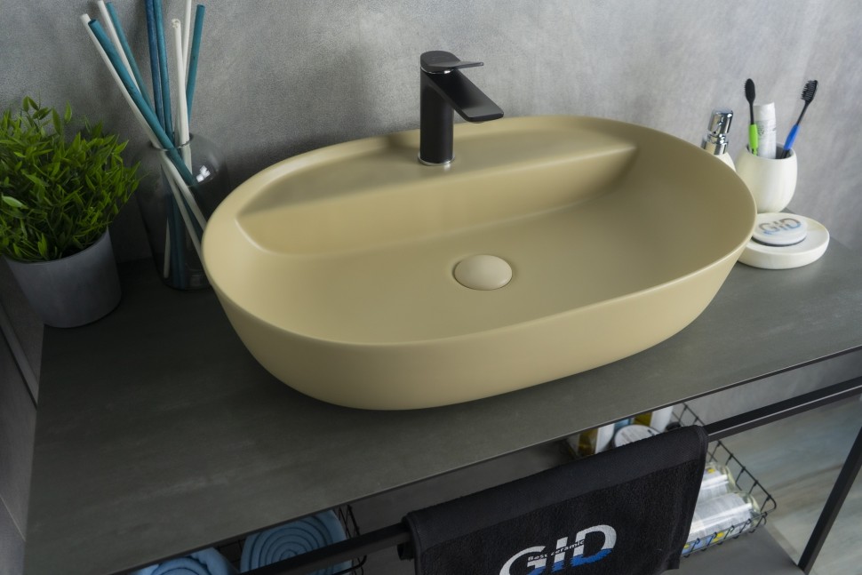 Раковина Gid Sr1346 53343 накладная светло-коричневая матовая 61x41x14