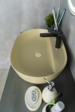 Раковина Gid Sr1346 53343 накладная светло-коричневая матовая 61x41x14