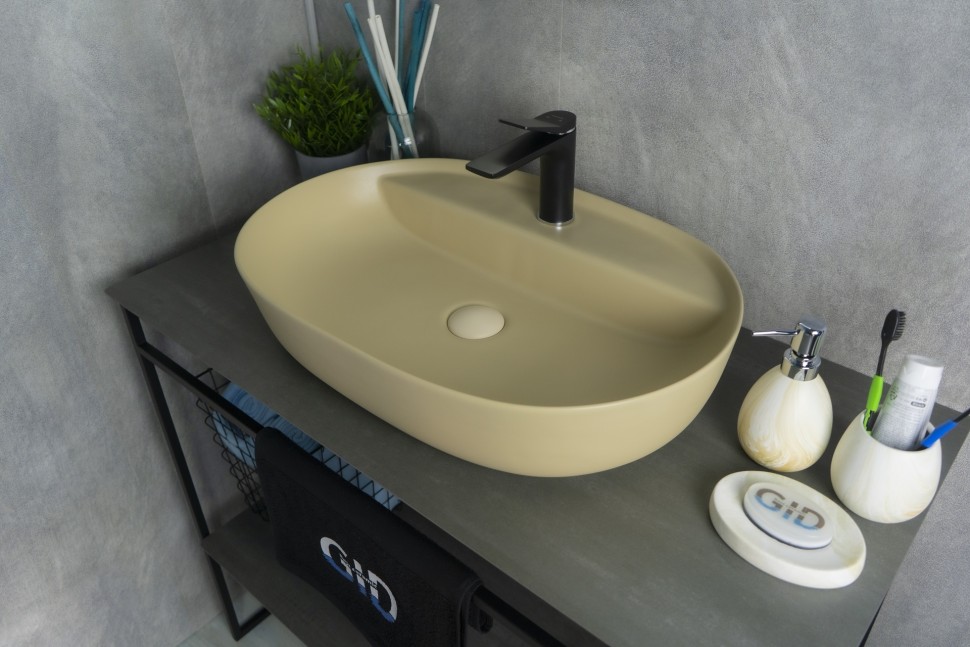 Раковина Gid Sr1346 53343 накладная светло-коричневая матовая 61x41x14