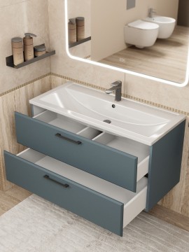 Тумба под раковину для ванной Uperwood Foster New 100 см, подвесная, серый графит