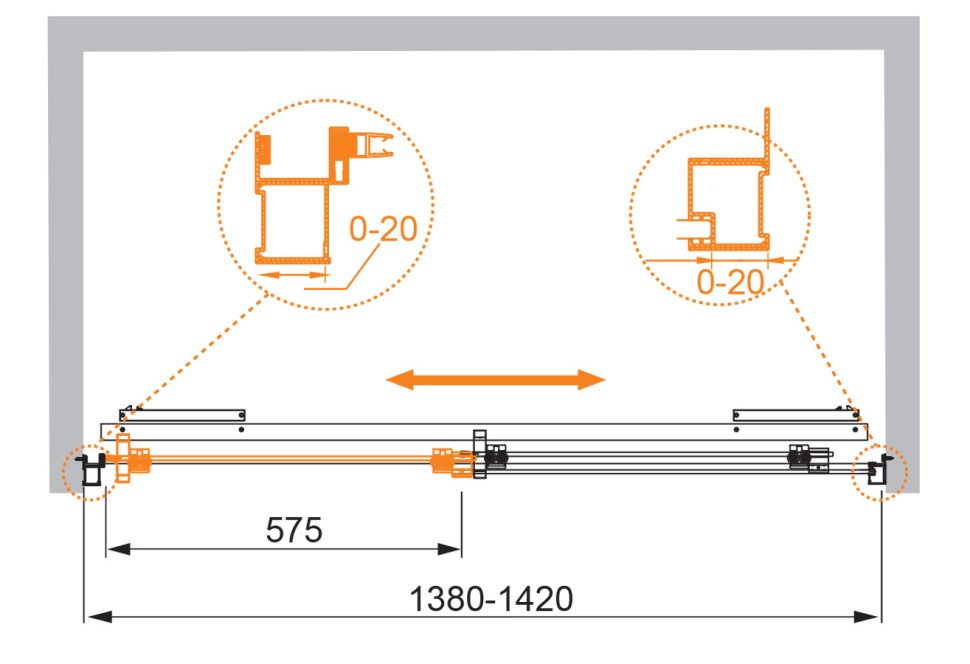 Душевая дверь CEZARES LUX-SOFT-W-BF-1-140-C-Cr-IV