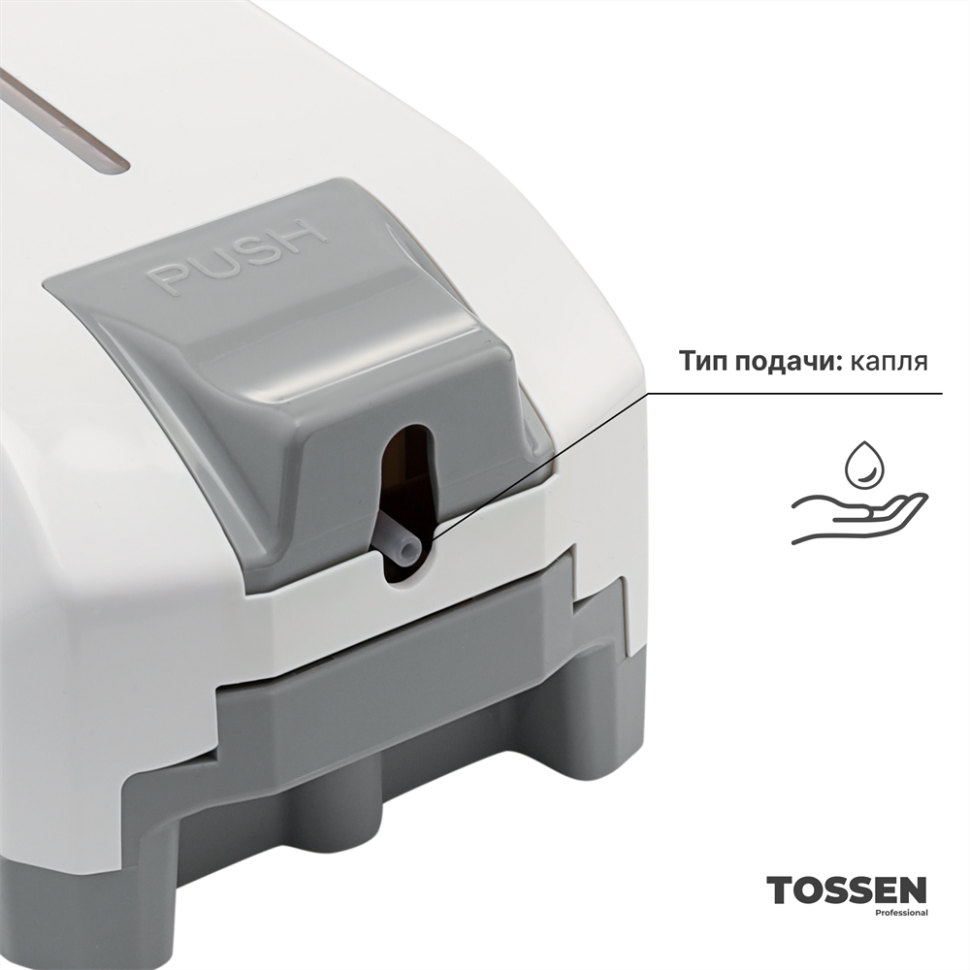 TOSSEN MN-7226 PW - настенный механический дозатор жидкого мыла (коллекция «Классический белый»)