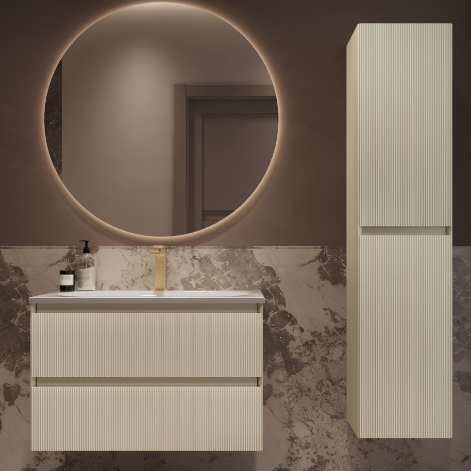 База под раковину Welle 800 подвесная, 2 выкатных ящика soft-close, M.Beige