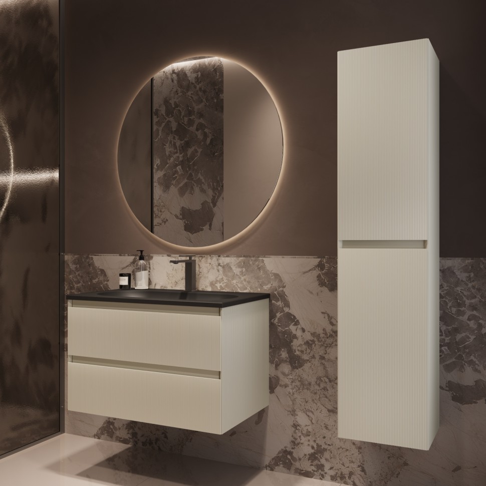 База под раковину Welle 800 подвесная, 2 выкатных ящика soft-close, M.Beige