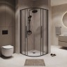 Душевое ограждение Niagara Nova NG-6825-34ВLACK (80х80х195) четверть круга,черный матовый,двери раздвижные,стекло прозрачное,1 место