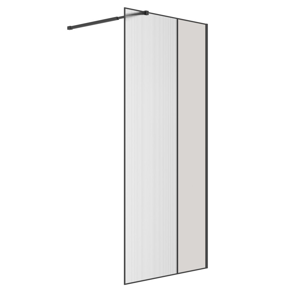 Душевая перегородка Niagara Nova NG-481-10FBLACK (100х200) черный матовый,стекло рифленое/тонированное,1 место