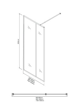 Душевая перегородка Niagara Nova NG-481-10FBLACK (100х200) черный матовый,стекло рифленое/тонированное,1 место