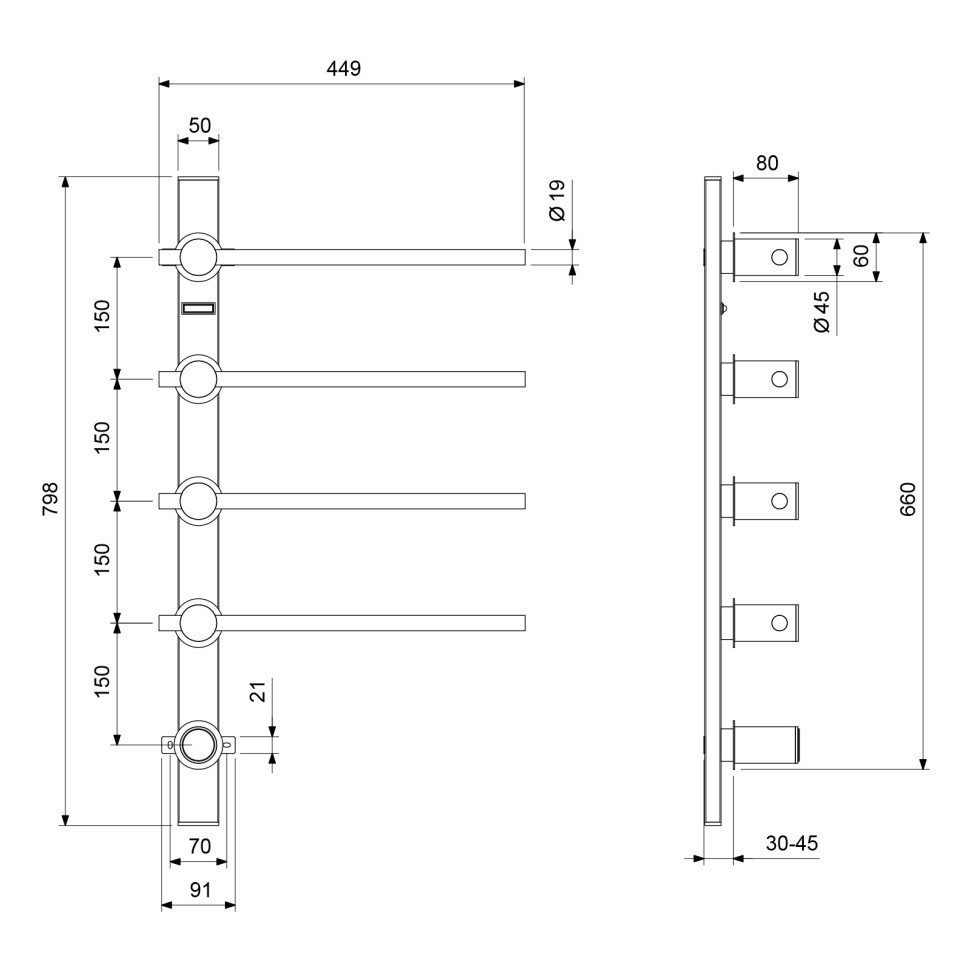 Полотенцесушитель электрический, встроенный Timo Saona 040/17SM золото матовое