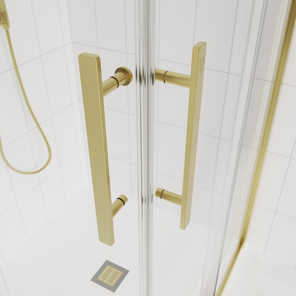Душевой угол Veconi Evo 300 G, 1000х800x1950, золото брашинг, прозрачное стекло