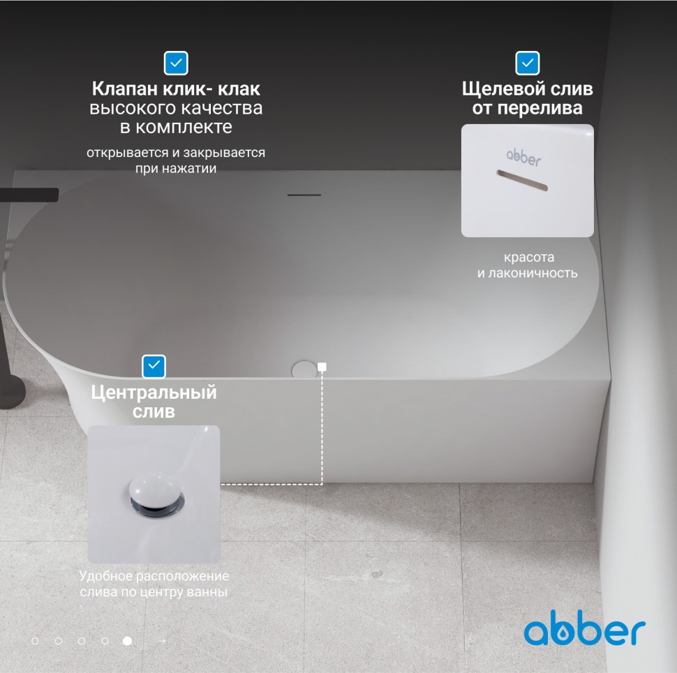 Акриловая ванна ABBER AB9258-1.5 R белая