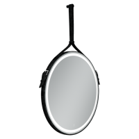 Зеркало для ванной комнаты SANCOS Dames D650 с подсветкой , ремень из натуральной черной кожи, арт. DA650