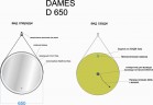 Зеркало для ванной комнаты SANCOS Dames D650 с подсветкой , ремень из натуральной черной кожи, арт. DA650