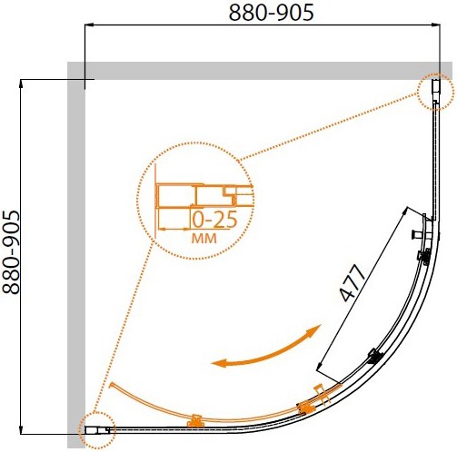 Душевой уголок CEZARES MOLVENO-R-1-90-C-GM-IV
