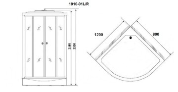 Душевая кабина Niagara Ultra NG-1910-01R (120х80х220) высокий поддон(48см),черный,стекло тонированное,4 места