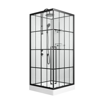 Душевая кабина Niagara Standart ST100/15QL/KL/BKT (100х100х225) низкий поддон(15см),черный,стекло прозрачное,3 места