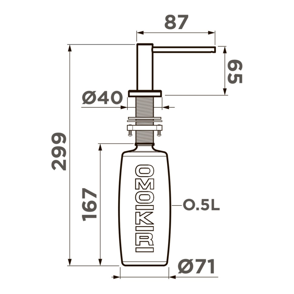 Дозатор Omoikiri OM-10-GM латунь/вороненая сталь