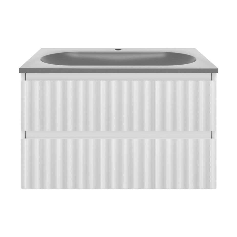 База под раковину Welle 800 подвесная, 2 выкатных ящика soft-close, M.White