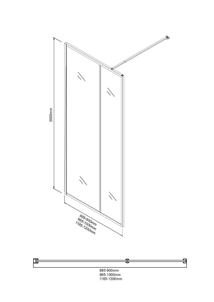 Душевая перегородка Niagara Nova NG-481-12FBLACK (120х200) черный матовый,стекло рифленое/тонированное,1 место