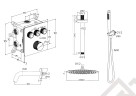 Душевая система скрытого монтажа для ванны и душа MILLEAU Tissage TERMO 3SBIT/802-GB на 3 потока (комплект с монтажным блоком), Черный глянец