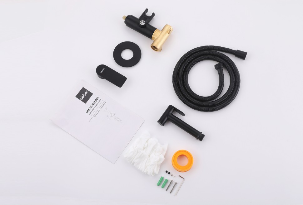 Смеситель ABBER Weiss Insel AF8025B с гигиеническим душем, черный матовый