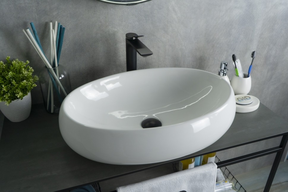 Раковина Gid N9030a 51114 накладная белая 60x41x15