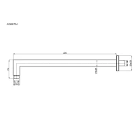 AQM8704CR Держатель верхнего душа, L=400 мм, настенный, хром