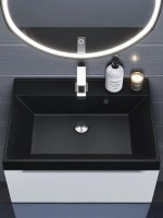 Раковина для ванной 80 см, Uperwood Classic Quartz, кварцевая, черная матовая, уголь