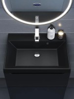 Раковина для ванной 80 см, Uperwood Classic Quartz, кварцевая, черная матовая, уголь