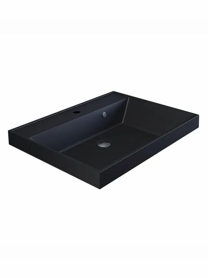 Раковина для ванной 80 см, Uperwood Classic Quartz, кварцевая, черная матовая, уголь
