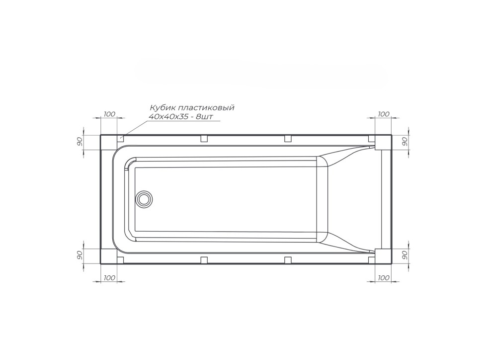 Акриловая ванна с каркасом Uperwood Infinity 180x80 см, белая