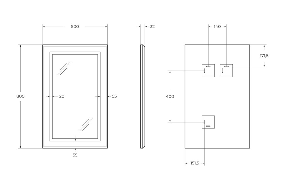 Зеркало BelBagno SPC-KRAFT-500-800-SENS-AL