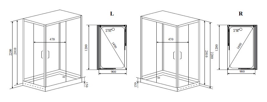 Timo Premium HELKA H-515L-T-CH/C душевая кабина (90*120*220), шт, стульчик прозрачный