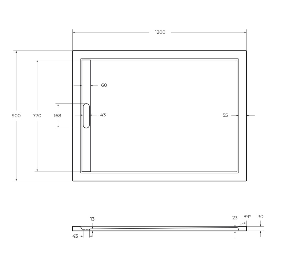 Поддон из искусственного мрамора CEZARES TRAY-AS-AH-120/90-30-NERO