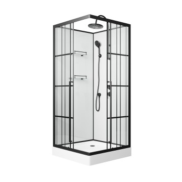 Душевая кабина Niagara Standart ST100/15QR/KL/BKT (100х100х225) низкий поддон(15см),черный,стекло прозрачное,3 места